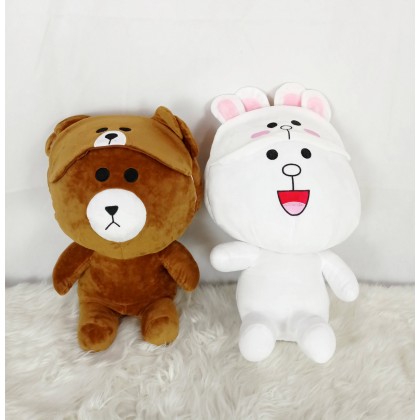 {M'SIA STOCK} EYEMASK LINE FRIEND BROWN/CONY SOFTTOYS/PLUSHTOYS/KIDSTOYS 50CM LINE家族眼罩布朗熊可妮兔娃娃玩具公仔50厘米 Patung Beruang